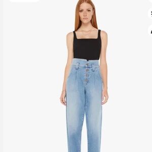 MOTHER Pixie bandit starlet sneak High-Waisted Light Blue Jeans. Size 25
